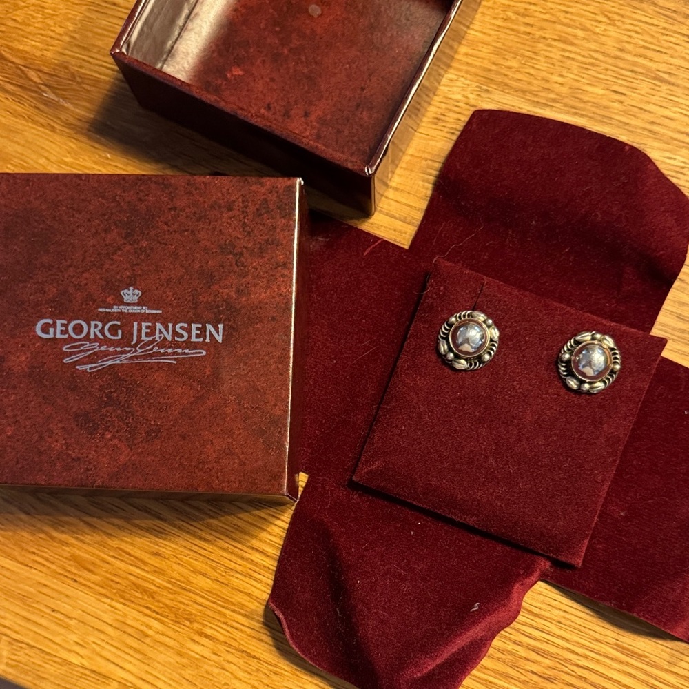Georg Jensen Silver and Black Stud Earrings